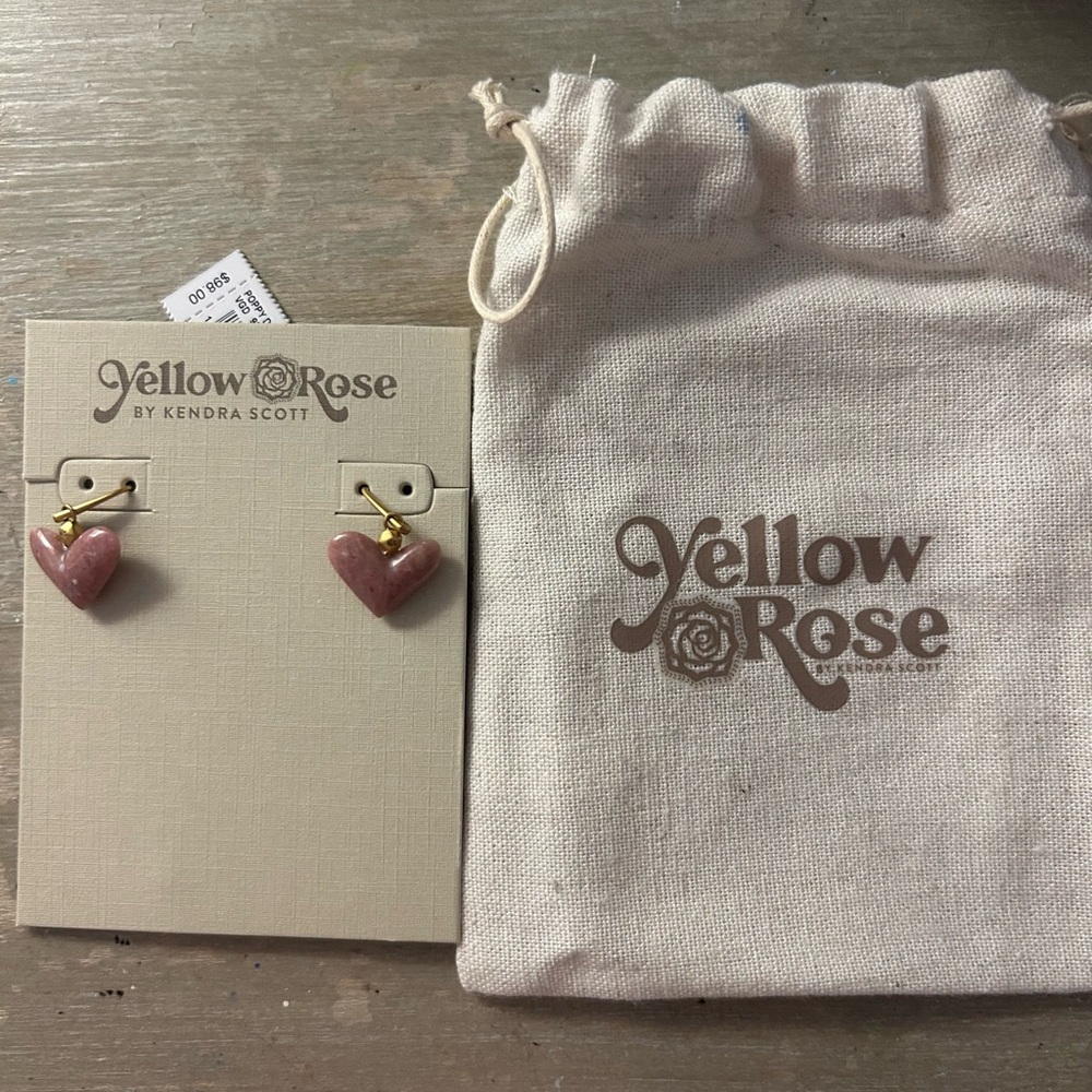 Kendra Scott Yellow Rose Pink Heart Earrings
